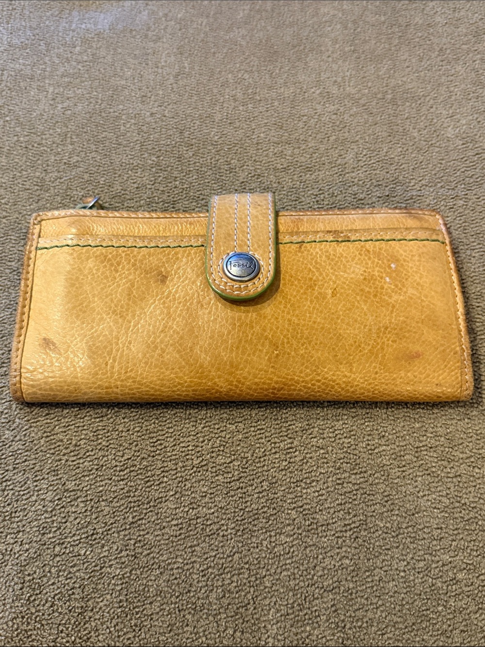 FOSSIL Tan Leather Floral Interior Women's Wallet Clutch Snap (TD)